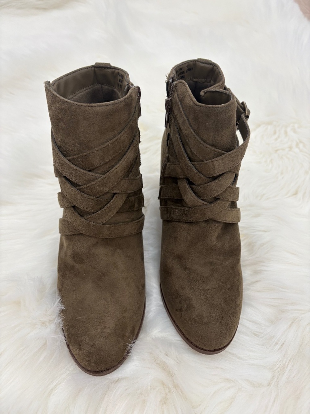 Charlotte Russe - Suede Olive Green Booties - Size 10